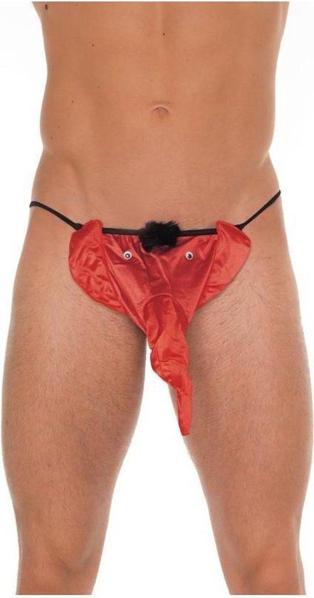 Rimba Amorable - Erotische String - Funny Heren Slip Met Olifantenkop - Rood - One Size