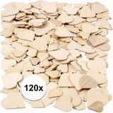 Merkloos Mozaiek hartjes - 120x - hout - diverse maten 18-30 mm