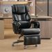 Pangivo Fauteuil de bureau ergonomique massant et chauffant inclinable en cuir PU avec repose-pieds noir