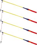 Eddy Toys Lampionstokjes - 10x - rood/blauw/geel - met lichtje - 50 cm