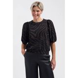 Lady Day top met zebraprint - donkerbruin/zwart