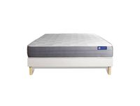 Actisom Ensemble 140x190 matelas mémoire de forme sommier kit blanc