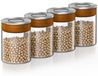 Arendo Pots de stockage, set de 4, 750 ml, Verre borosilicaté, Couvercle à clip sous vide, Acier inoxydable