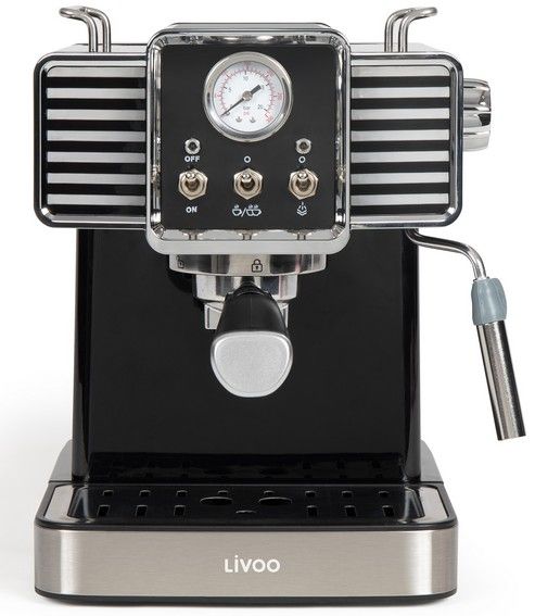 Livoo DOD174N Espressomachine - Half automatisch - 1.5L - Zwart/RVS