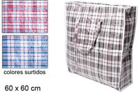 CM Grande sac de rangement pour couvertures/coussins/jouets - 2x - avec fermeture éclair - rayé rouge - 60 x 60 x 18 cm - avec poignées - 110 litres