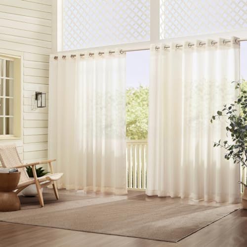 Elrene Home Fashions Carmen Extra Wide Indoor/Outdoor Sheer Window Panel, 114" x 84" (1, Ivory)