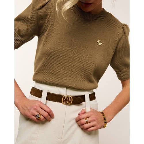 JOSH V wide leg broek met ceintuur - ecru