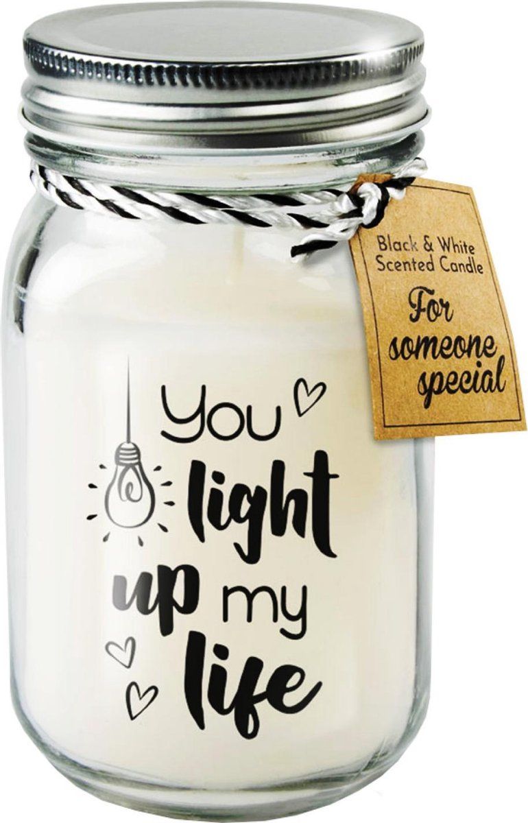 Paper Dreams Black & White geurkaars - Light up my life - Glas - Zwart/Wit - 2021