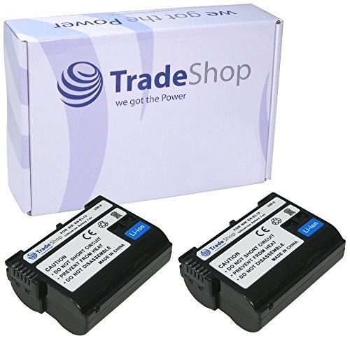 Trade Shop 2X Li-Ion batterij 1900mAh compatibel met Nikon EN-EL15 EN-EL15a EN-EL15b EN-EL15c D780 D810E D880 Z5 Z6 Z6 II Z7 Z7 II