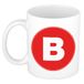 Bellatio Decorations Beker Koffie mok met de letter B - rood - wit - 300 ml