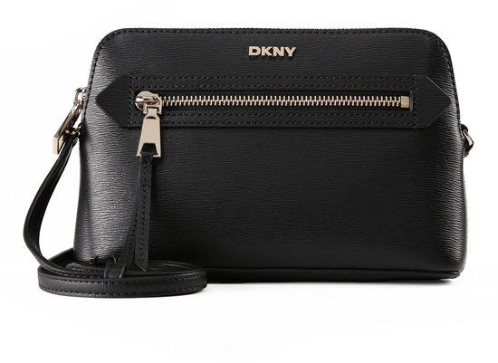 DKNY Bryant Crossbodytas van Leer - Zwart/Goud