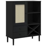 vidaXL Hoge kast SENJA, rotanlook, zwart, 90x40x112 cm, grenenhout