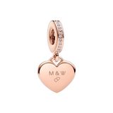 Pandora Gravierbares Herz Charm-Anhänger aus rosévergoldeter Metalllegierung mit Zirkoniasteinen verziert, Kompatibel mit Pandora Moments, 788761C01