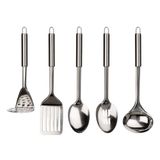 Premier Housewares Keukenset 5 Stuks Kookgerei Set Gereedschap Set Rvs Koken Keukengerei Set Keukengerei 34x12x11.8 cm