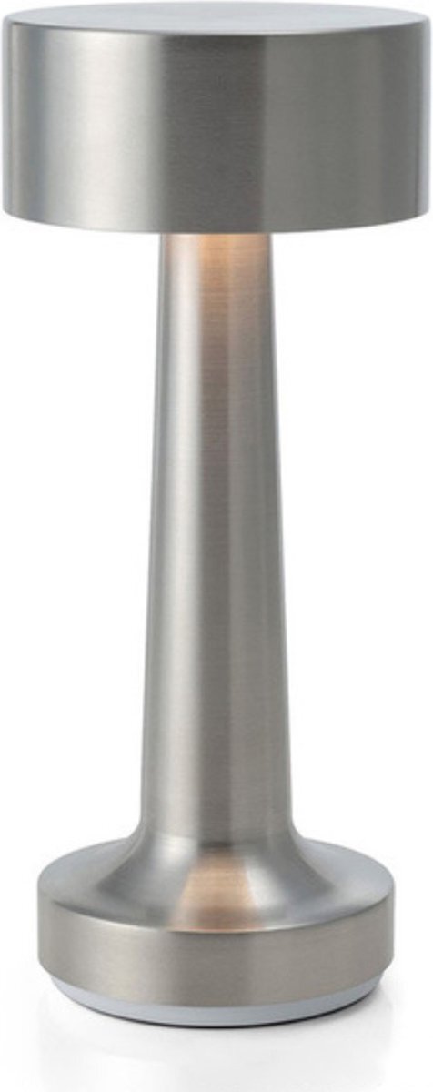 DreamGoods Oplaadbare Tafellamp – Draadloos – Oplaadbaar - Dimbaar – 3 Lichtstanden - Op Batterijen - Accu – Touch – Bureaulamp - Leeslamp – Sfeerlamp - Decoratie Woonkamer – Slaapkamer – Industrieel – Zilver