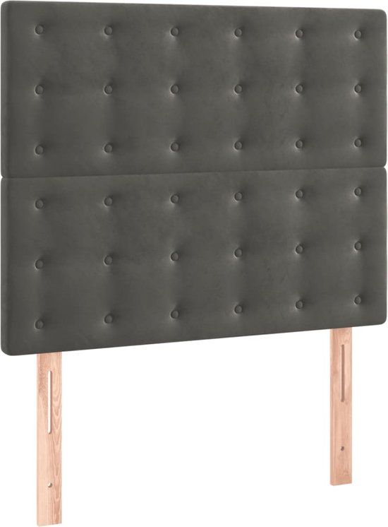 vidaXL Hoofdbord Donkergrijs Fluweel 90x5x118/128 cm