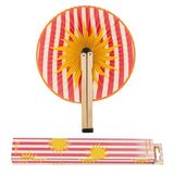 Fisura Vouwwaaier met zonopdruk, originele vouwwaaier van papier, PAI geel, huwelijkscadeau voor gasten, feestcadeau of ceremonies.
