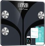 Posture HNESS Balance de graisse corporelle Balance numérique sans fil intelligente de salle de bain Analyseur de composition corporelle IMC Moniteur de santé avec plateforme en verre trempé Grand écran LCD rétroéclairé numérique avec application Noir