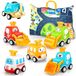Jouets de voiture - 6 voitures à rétraction - Pour tout-petits de 1, 2 et 3 ans - Tapis de jeu et sac de rangement