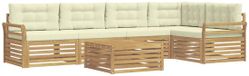 vidaXL - Buiten - bank - set - 6 - st - Wit - en - crèmekleurig - Polyester