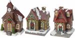 Koopman International Kerstdorp huisjes set van 3x huisjes met Led verlichting 13 cm
