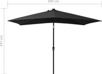 vidaXL Parasol met LED's en stalen paal 2x3 m Zwart