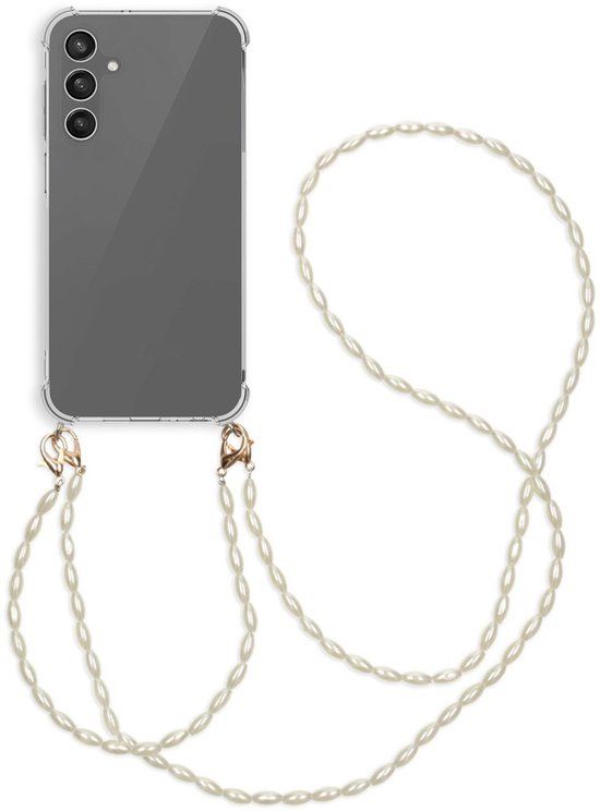 imoshion Hoesje - Geschikt voor Samsung Galaxy A25 (5G) - Backcover met koord + armband - Parels - Transparant