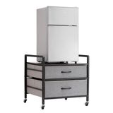 VEVOR Support de mini-réfrigérateur avec rangement, table de mini-réfrigérateur, avec 2 tiroirs et 4 roulettes pivotantes, étagère de frigo mobile pour dortoir, appartement, bureau, chambre, gris