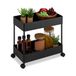 Relaxdays trolley, 2 laags, serveerwagen, keukentrolley, kunststof, badkamer, kantoor, HxBxD: 38 x 39,5 x 21,5 cm, zwart