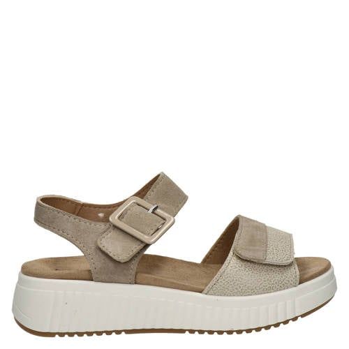 Nelson Flex suède sandalen met sleehak taupe