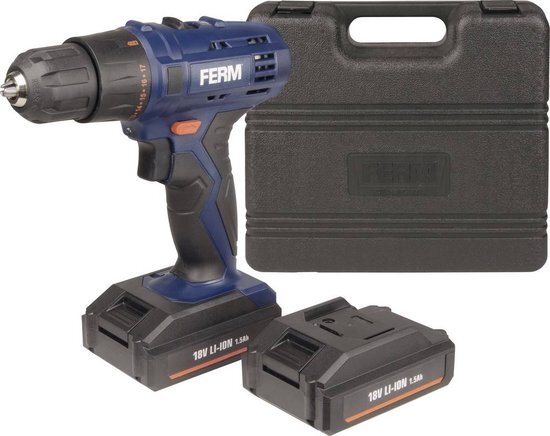 Ferm Cordless Li-Ion Drill 18V 1.5Ah - 2 batteries