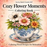 Cozy Flower Moments Coloring book: Calming Floral Designs for Adults Relaxation and Stress Relief with Beautiful Botanical Illustrations