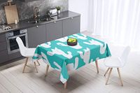 Bonamaison Tafelkleed, Anti-Mold, Sneldrogend, Waterdicht, 100% Polyester Tafellaken, Turkoois, wit, 140 x 140 Cm