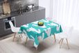 Bonamaison Tafelkleed, Anti-Mold, Sneldrogend, Waterdicht, 100% Polyester Tafellaken, Turkoois, wit, 140 x 140 Cm