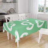 Bonamaison Tafelkleed, Anti-Mold, Sneldrogend, Waterdicht, 100% Polyester Tafellaken, Petroleum Groen, Wit, 140 x 160 Cm