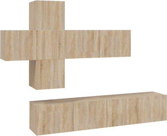 vidaXL 7-delige Tv-meubelset Bewerkt Hout Sonoma Eikenkleurig