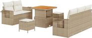 vidaXL Banc de jardin - Set - 8 pièces - Beige - Polyrattan