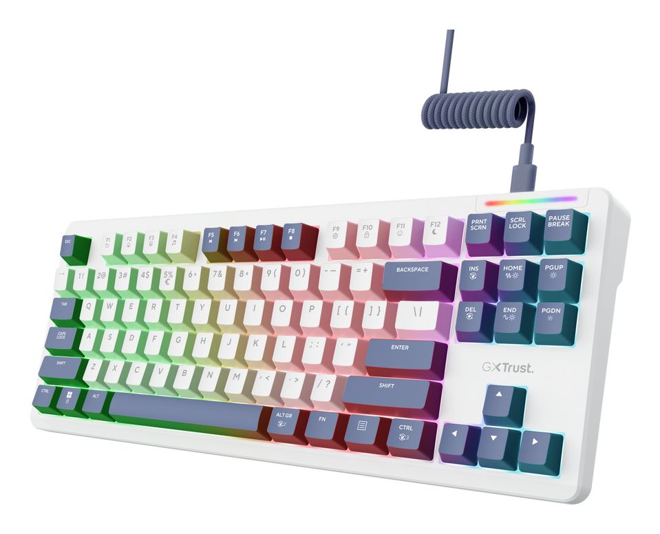 Trust GXT 872 Xyra - TKL Mechanisch Gaming Toetsenbord - Hot-Swappable - US QWERTY - Wit
