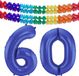 Folat Ballon d'anniversaire en aluminium - 60 ans - bleu - 86 cm - ballon chiffre grand - incl 2x guirlandes de fête