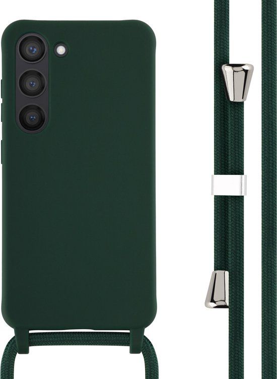 iMoshion Hoesje Samsung Galaxy S23 - Siliconen hoesje met koord - Donkergroen