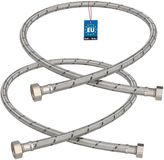 KOTARBAU® 2 Stuks - Flexibele Aansluitslang 1/2“ x 3/8“ - Flexibele Kraanslang 100 cm - Sanitaire Aansluitslang - Flexibele Verbindingsslang - Aansluitslang Armatuur - met Roestvrijstalen Vlechtwerk