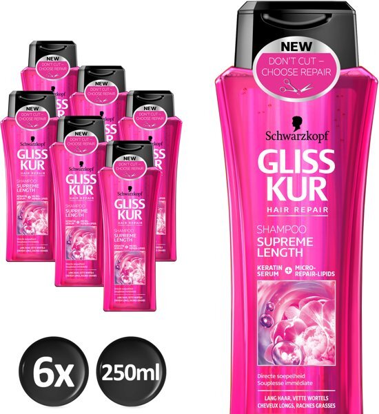 Gliss Kur Schwarzkopf Supreme Length Shampoo 250 ml - 6 stuks - Voordeelverpakking