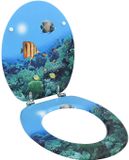vidaXL Toiletbril met deksel diepzee MDF
