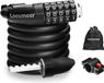 Unyqoos® Vélo et antivol en spirale, 180 cm, chaîne en acier trempé de 7 mm, cadenas à combinaison à 5 chiffres (étanche), housse de protection en polyester, support de fixation