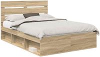 vidaXL Bedframe met hoofdeinde Sonoma 140 x 200 cm Massief grenenhout