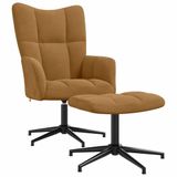 VidaXL Relaxstoel met voetenbank fluweel bruin