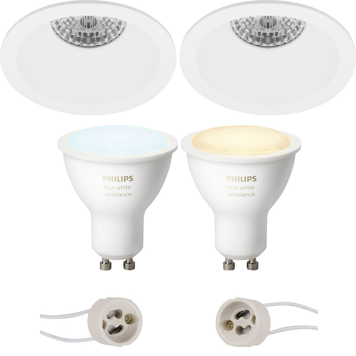 BES LED Pragmi Pollon Pro - Inbouw Rond - Mat Wit - Verdiept - Ø82mm - Philips Hue - LED Spot Set GU10 - White Ambiance - Bluetooth