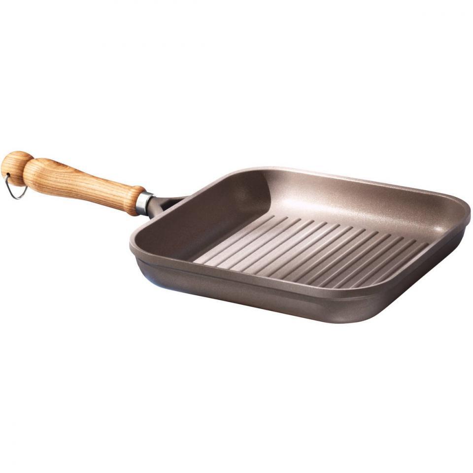 Berndes Grillpan - Bonanza - Essenhouten Steel - 24 x 24 cm - Grijs