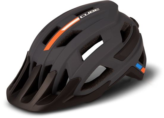 CUBE Rook Mountainbikehelm - Zwart/Oranje/Blauw - 52-57 cm - M