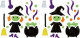 Merkloos Horror raamstickers heks 20 x 25 cm - 2x - Halloween feest decoratie - Groen